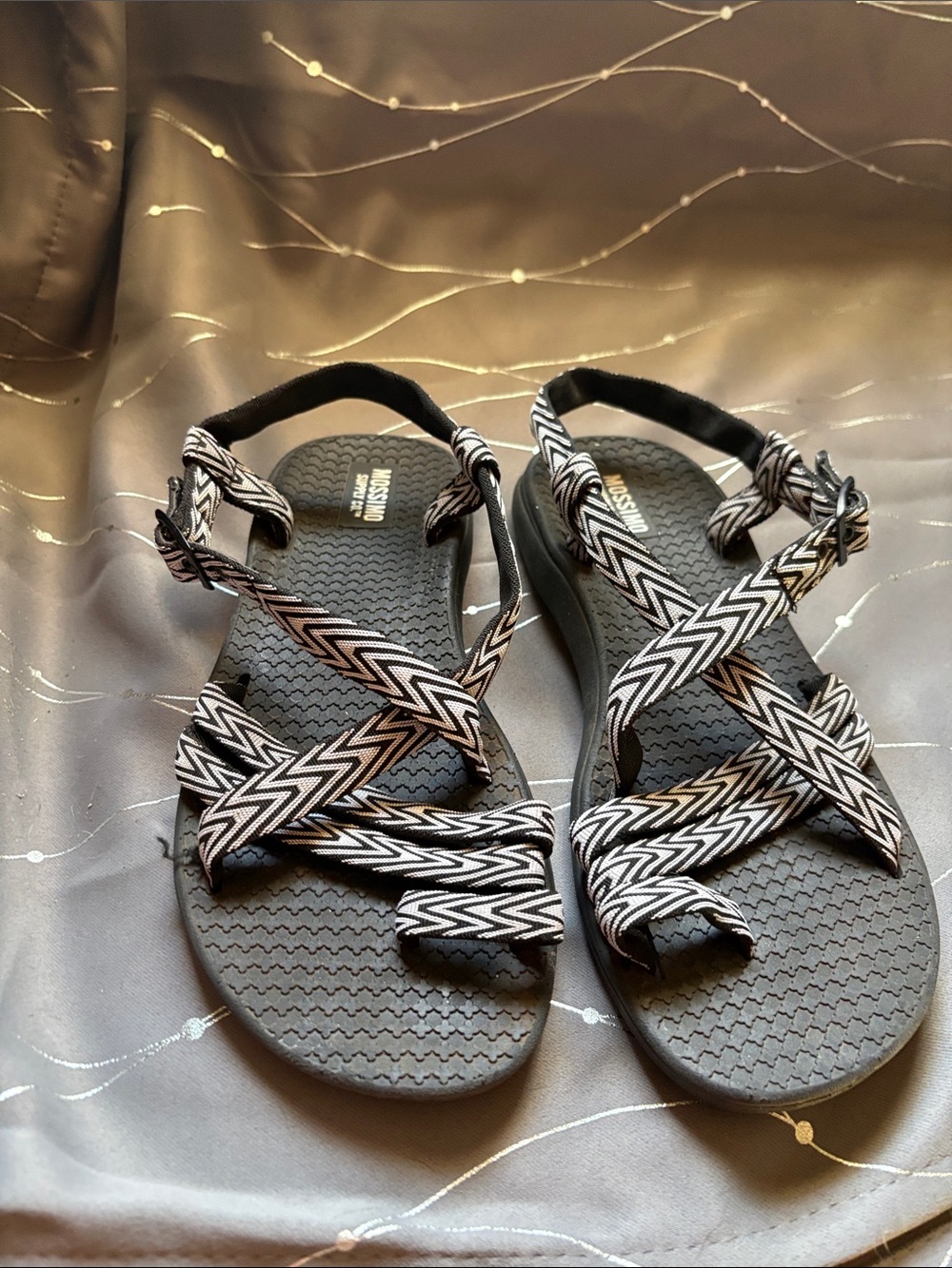 Mossimo Supply Co. Black & White Zigzag Strap Sandals